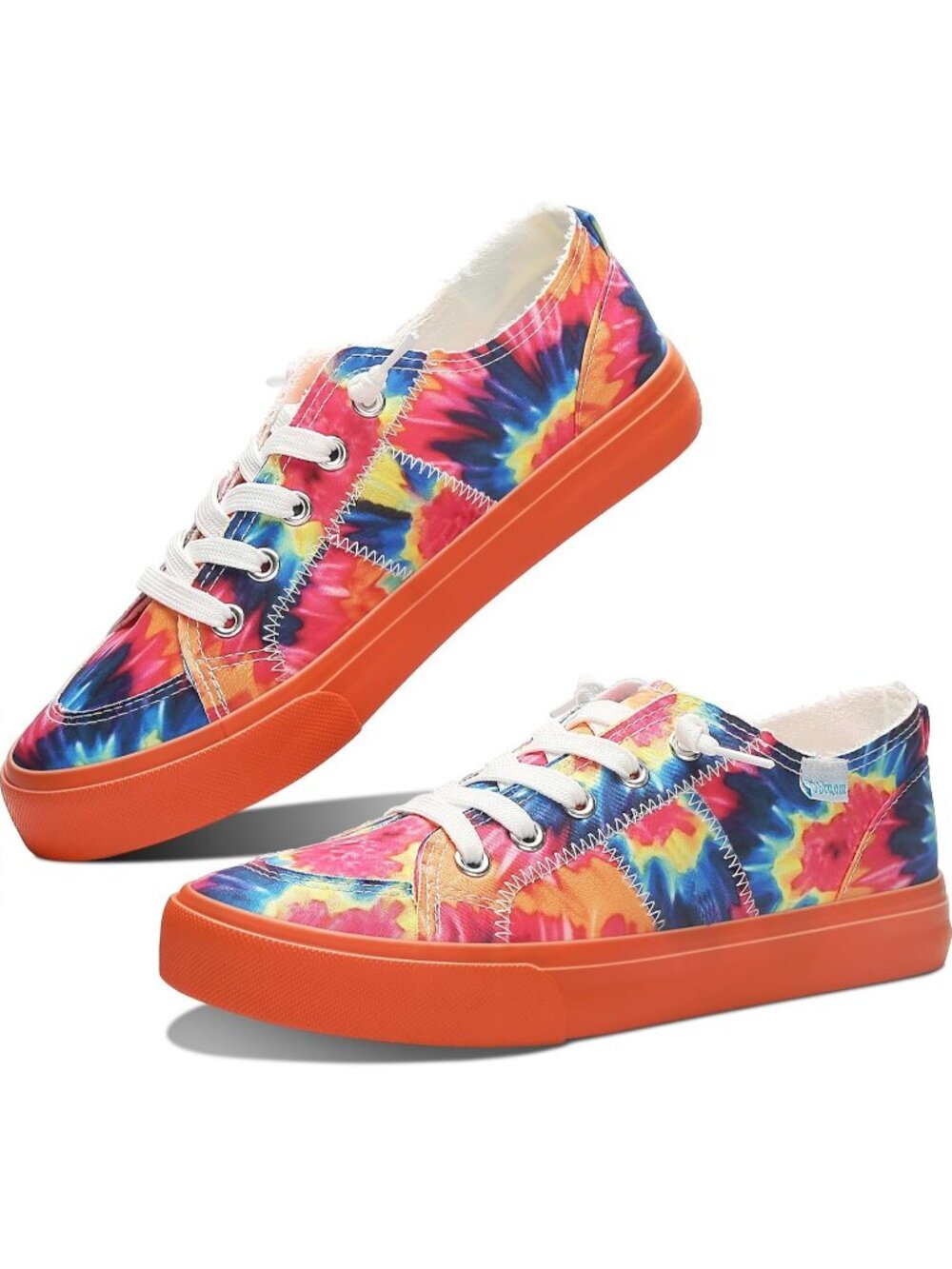 Women's Multi Orange Color Washed Leopard Canvas Slip On Casual Cotton Sneakers